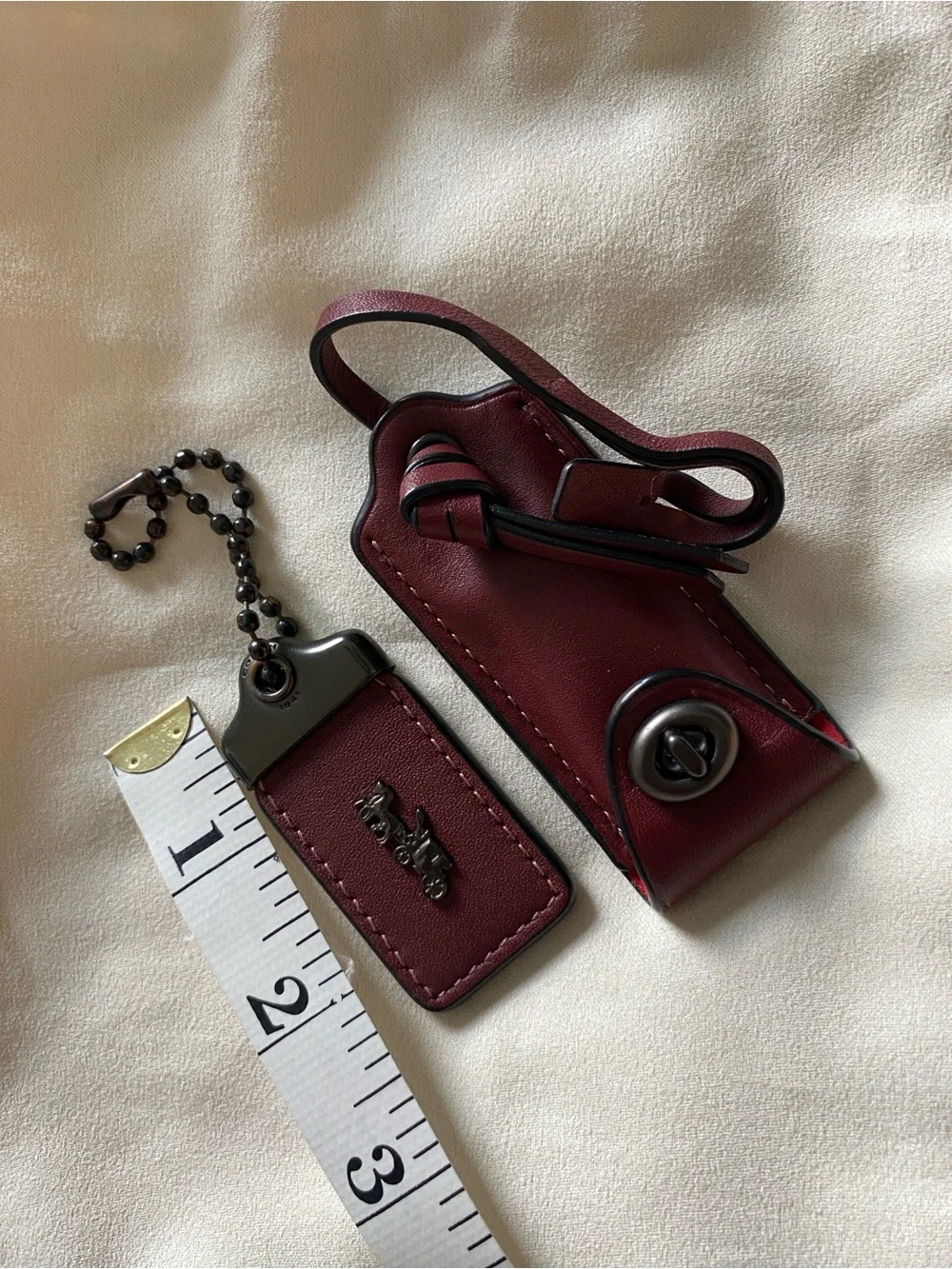 Coach Burgundy Leather Key Fob and Mini Pouch